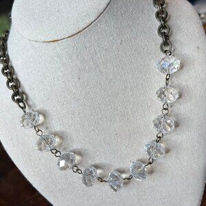 Crystal & Antique Brass Long Necklace